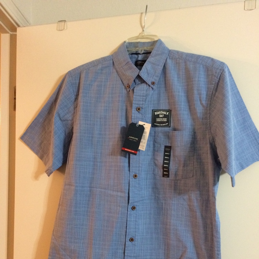 Arrow Men's Blue Short Sleeve Shirt - Picture 2 of 4